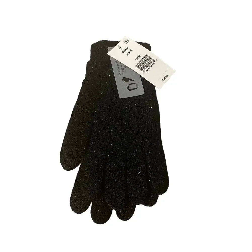 Steve Madden Solid Black E-Z Tap Knitted Gloves Women Sz OS